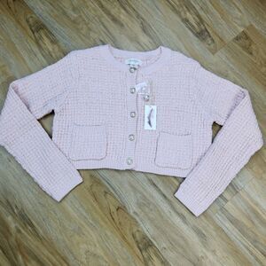 🔸️NWT Jessica Simpson Pink Cropped Button Sweater Medium